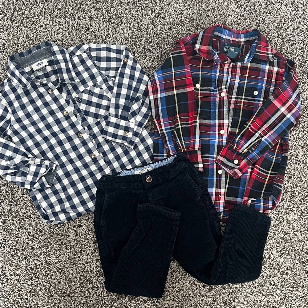 EUC 3T Lindex Pants and Two Long Sleeve Shirts, 3-piece set